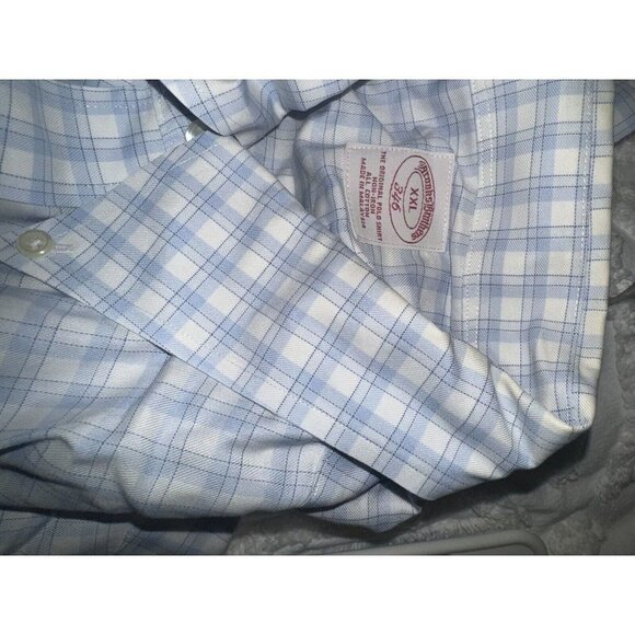 Brooks Brothers Shirt Blue Windowpane Print Button Down Dressshirt XXL - Picture 2 of 5